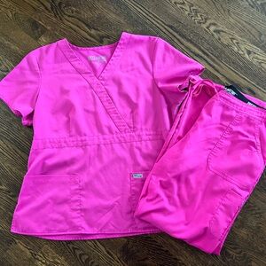 XL greys anatomy scrub set bright pink